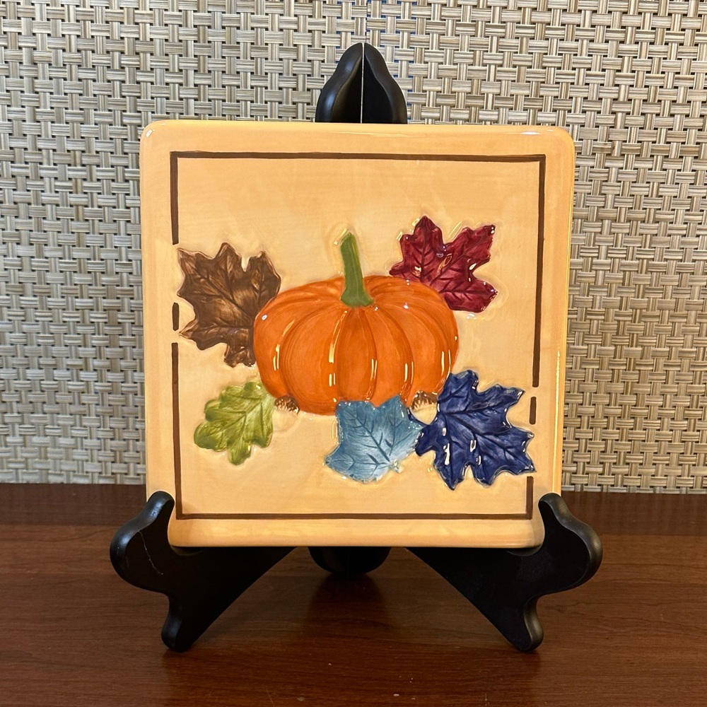🍁🌟HP🌟Fall Themed Harvest Pumpkin & Leaves Trivet